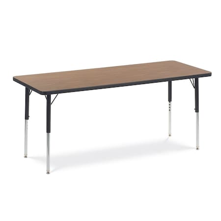Virco 60 in. W, 24 in. L, 22-30 in. H, Medium Oak Top / Black Edge 482460